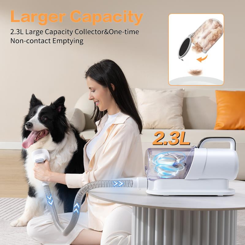 【New Year Flash Sale】Dog Grooming All-In-One Kit with Vacuum Brush for Shedding, 2.2L Large Pog, and Lightweight Design, Geoorood Pet Grooming Vacuum