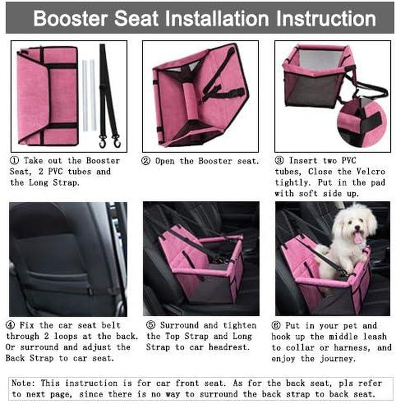 Pet Car Seat, Sturdy Reinforced Structure, Shortened Leash with Metal Snap Hook, Loops for Seat Belt, Waterproof Thick Soft Fleece Pad, Ideal Booster Seat for Small and Medium Cats and Dogs