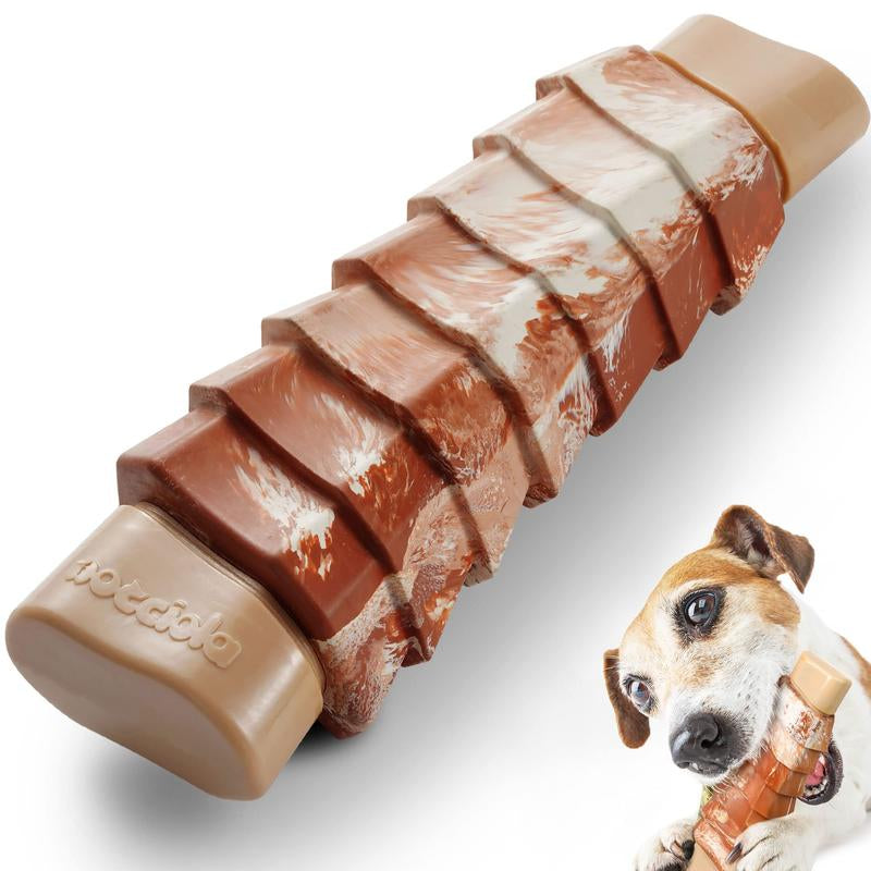 Nocciola Beef Bone Toy, Dog Chew Toy for Aggressive Chewers, Christmas Gift,Real Beef Flavor, Durable Nylon & Rubber Toy for All Breed over 30 Lbs