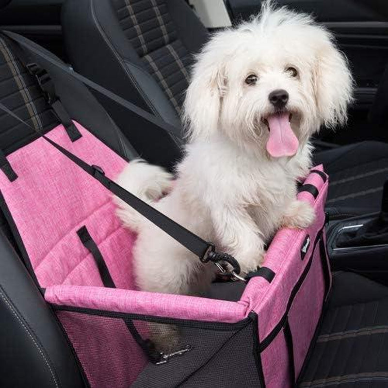 Pet Car Seat, Sturdy Reinforced Structure, Shortened Leash with Metal Snap Hook, Loops for Seat Belt, Waterproof Thick Soft Fleece Pad, Ideal Booster Seat for Small and Medium Cats and Dogs