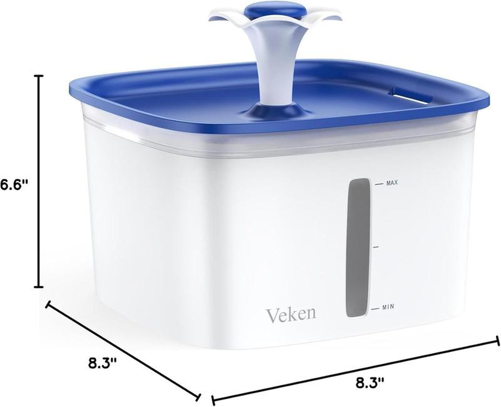 Veken 95Oz/2.8L Pet Fountain, Automatic Cat Water Fountain Dog Water Dispenser with Replacement Filters for Cats, Dogs, Multiple Pets (Blue, Plastic)