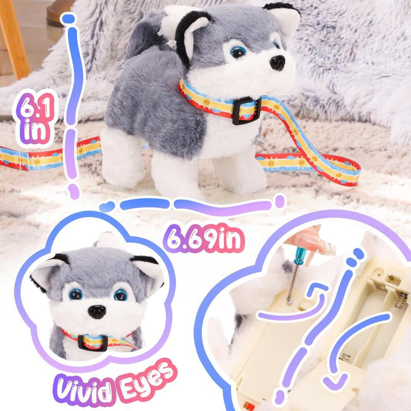 Plush Toys Puppy Electronic Toy Dogs That Walk and Bark,Tail Wagging Fake Dog Interactive Dog Toy with Leash