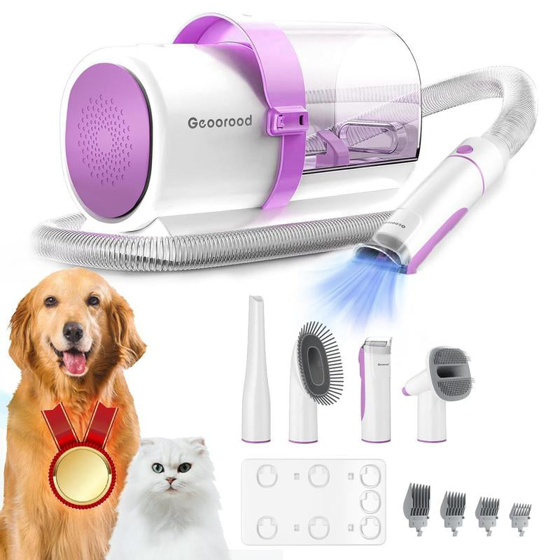 【New Year Flash Sale】Dog Grooming All-In-One Kit with Vacuum Brush for Shedding, 2.2L Large Pog, and Lightweight Design, Geoorood Pet Grooming Vacuum