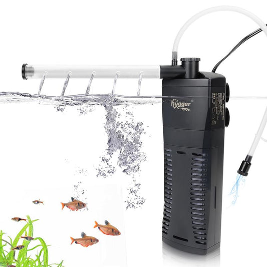 Hygger Submersible Aquarium Filter Fish Tank Corner Internal Power Filter with Bio & Sponge 3-Stage Filtration System