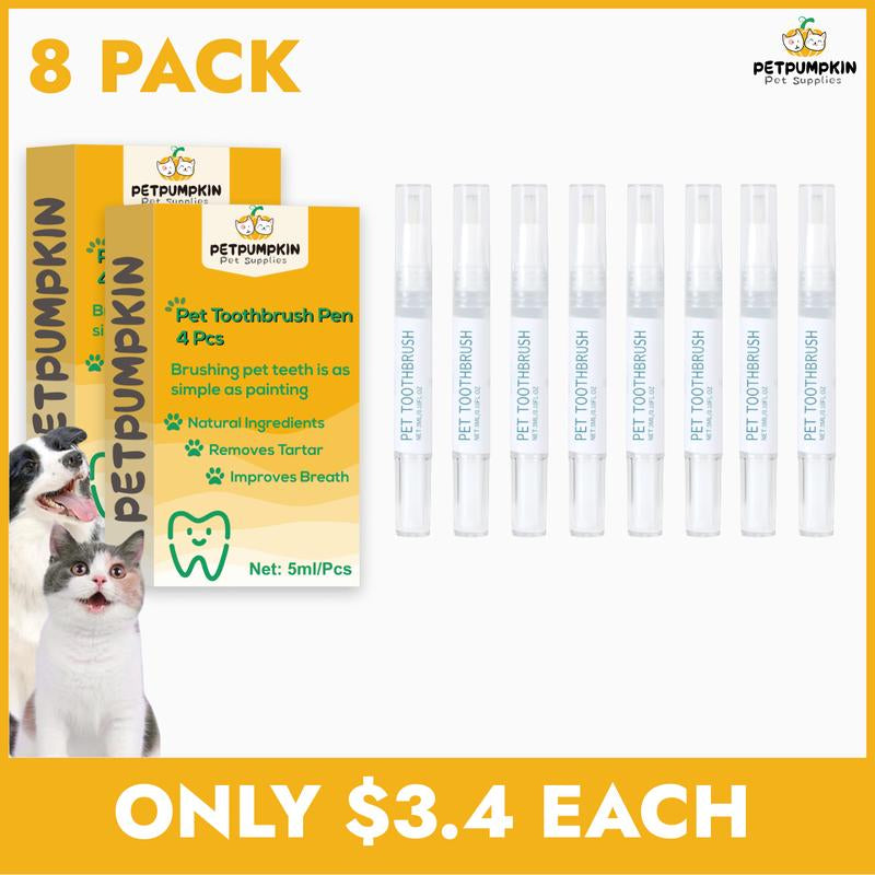 Petpumpkin Toothbrush Pen 2 Pack,Cat/Dog Tooth Whitening & Cleaning,Natural Plant Substance-Pet Teeth Repairing Kit,Dogs Cats Natural Plants Tartar Remover Tool