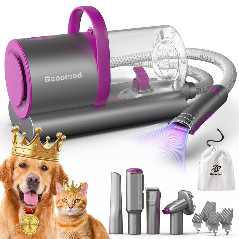 【New Year Flash Sale】Dog Grooming All-In-One Kit with Vacuum Brush for Shedding, 2.2L Large Pog, and Lightweight Design, Geoorood Pet Grooming Vacuum