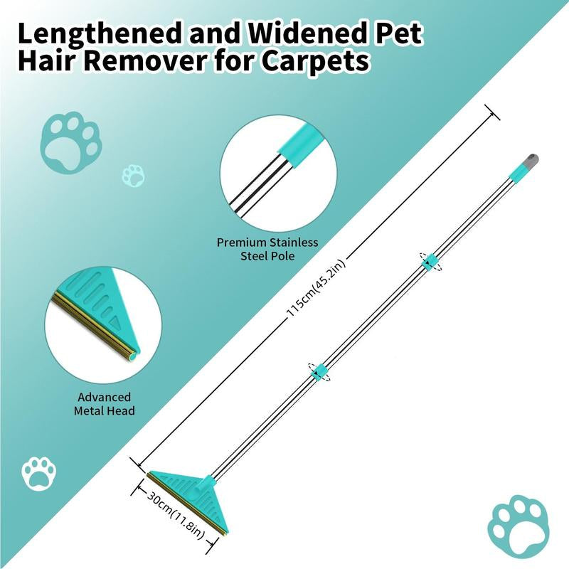 Long Handle Pet Hair Remover, 1 Count Retractable Pet Hair Scraper, Dog Hair Cleaner, Flexible Scraper for Effortless Couch, Bed & Carpet Cleaning, Dog Stuff, Valentine'S Day Gift