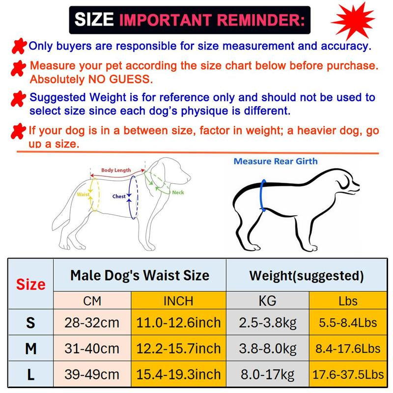 Leak Proof Belly Band Male Dog Reusable Diaper, 3 Counts Washable Male Dog Wrap Diaper for Puppy Training & Incontinence, Christmas Gift