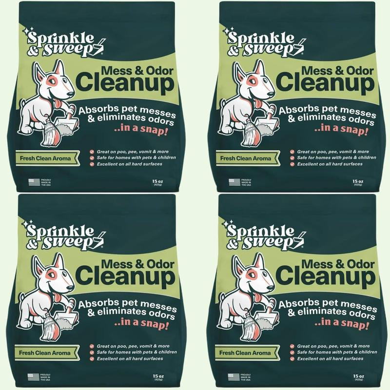 Sprinkle & Sweep 4-Pack Mess & Odor Cleanup - Bulk Savings, Quick Pet Accident Solution