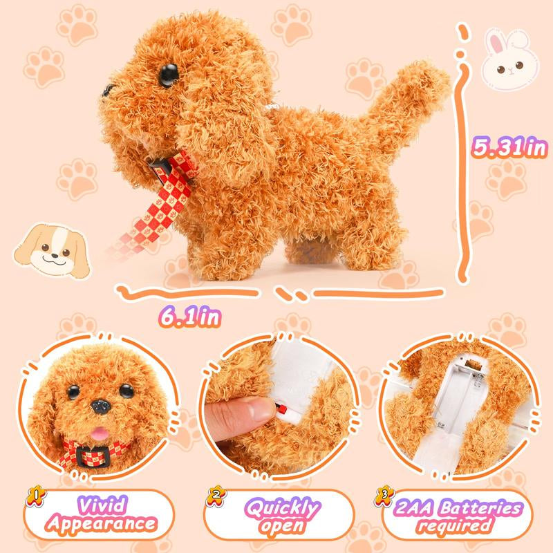 Plush Toys Puppy Electronic Toy Dogs That Walk and Bark,Tail Wagging Fake Dog Interactive Dog Toy with Leash