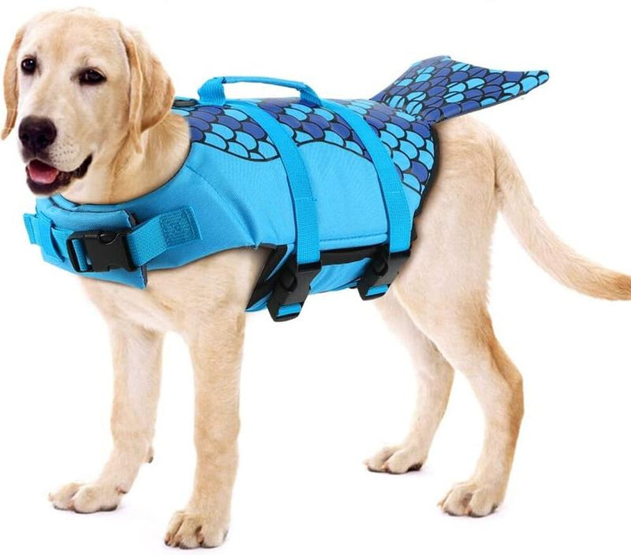 Dog Life Jacket Shark, Ripstop Dog Lifesaver Vests with Rescue Handle for Small Medium and Large Dogs, Pet Safety Swimsuit Preserver for Swimming Pool Beach Boating