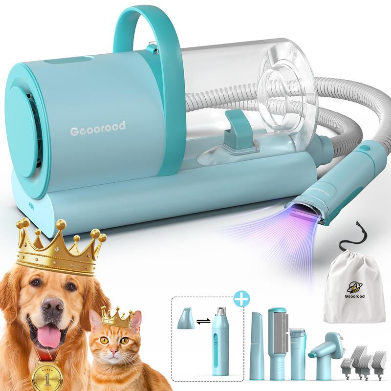 【New Year Flash Sale】Dog Grooming All-In-One Kit with Vacuum Brush for Shedding, 2.2L Large Pog, and Lightweight Design, Geoorood Pet Grooming Vacuum