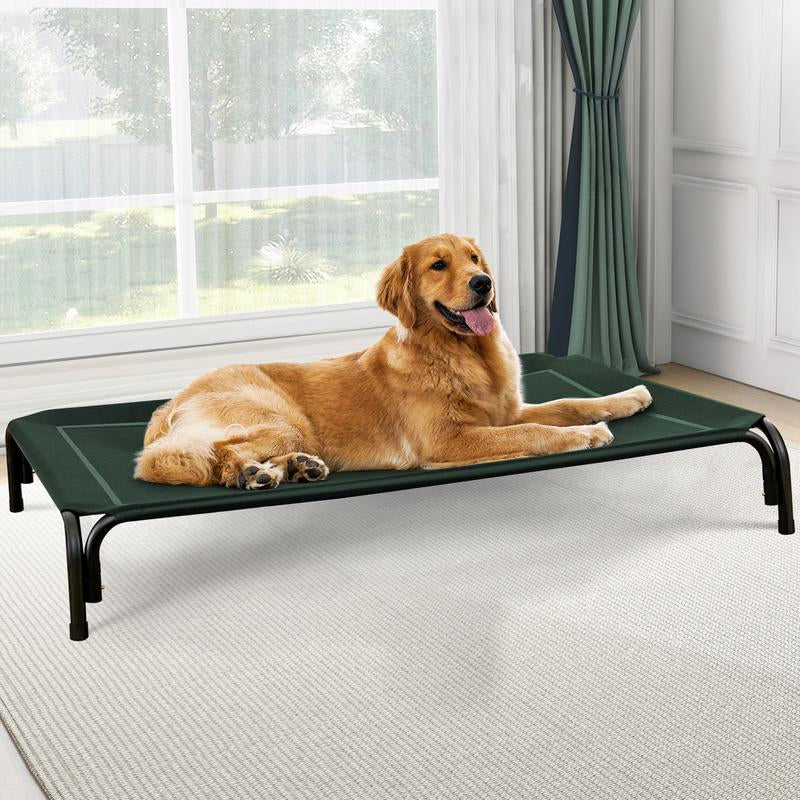 Elevated Raised Cooling Cots Bed for Large Dogs, Portable Indoor & Outdoor Pet Hammock with Skid-Resistant Feet, Frame with Breathable Mesh,Portable Dog Cot for Camping or Beach, Durable Summer Frame