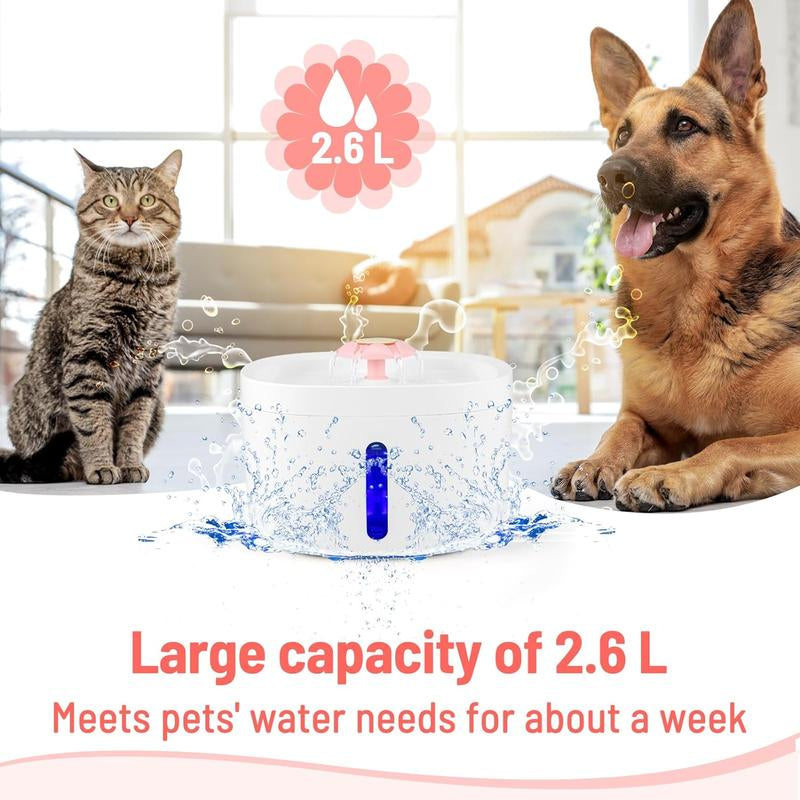 86 Oz/2.6 L Cat Fountain, Automatic Pet Fountain, High Capacity, Easy to Clean Design Dog Water Fountain, Pet Supplies