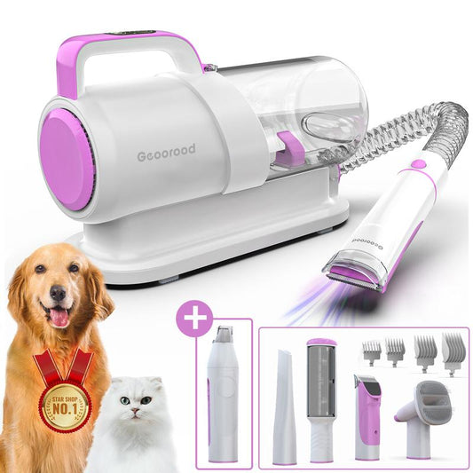 【New Year Flash Sale】Dog Grooming All-In-One Kit with Vacuum Brush for Shedding, 2.2L Large Pog, and Lightweight Design, Geoorood Pet Grooming Vacuum