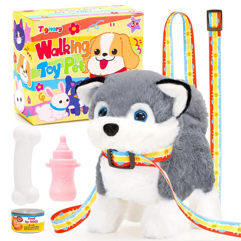 Plush Toys Puppy Electronic Toy Dogs That Walk and Bark,Tail Wagging Fake Dog Interactive Dog Toy with Leash