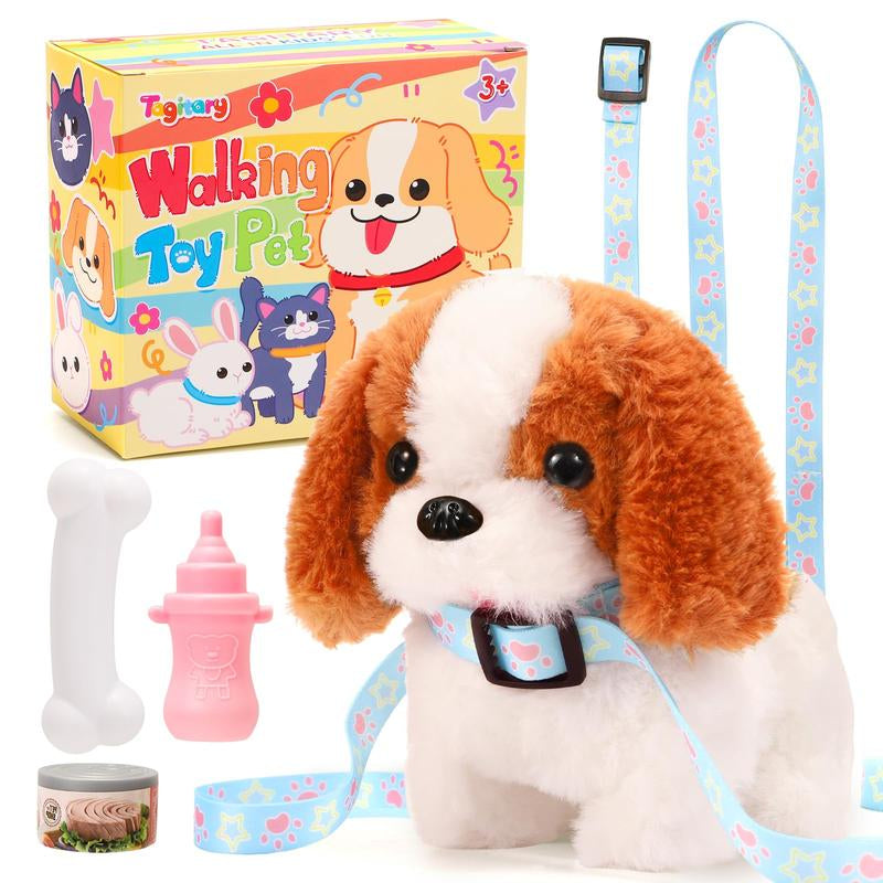 Plush Toys Puppy Electronic Toy Dogs That Walk and Bark,Tail Wagging Fake Dog Interactive Dog Toy with Leash