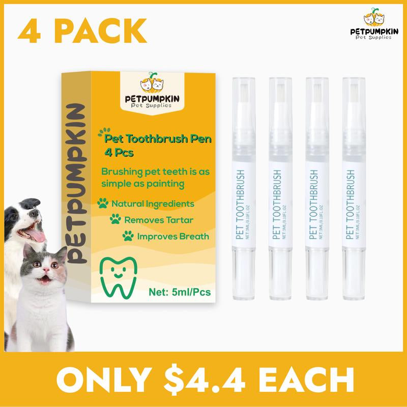 Petpumpkin Toothbrush Pen 2 Pack,Cat/Dog Tooth Whitening & Cleaning,Natural Plant Substance-Pet Teeth Repairing Kit,Dogs Cats Natural Plants Tartar Remover Tool