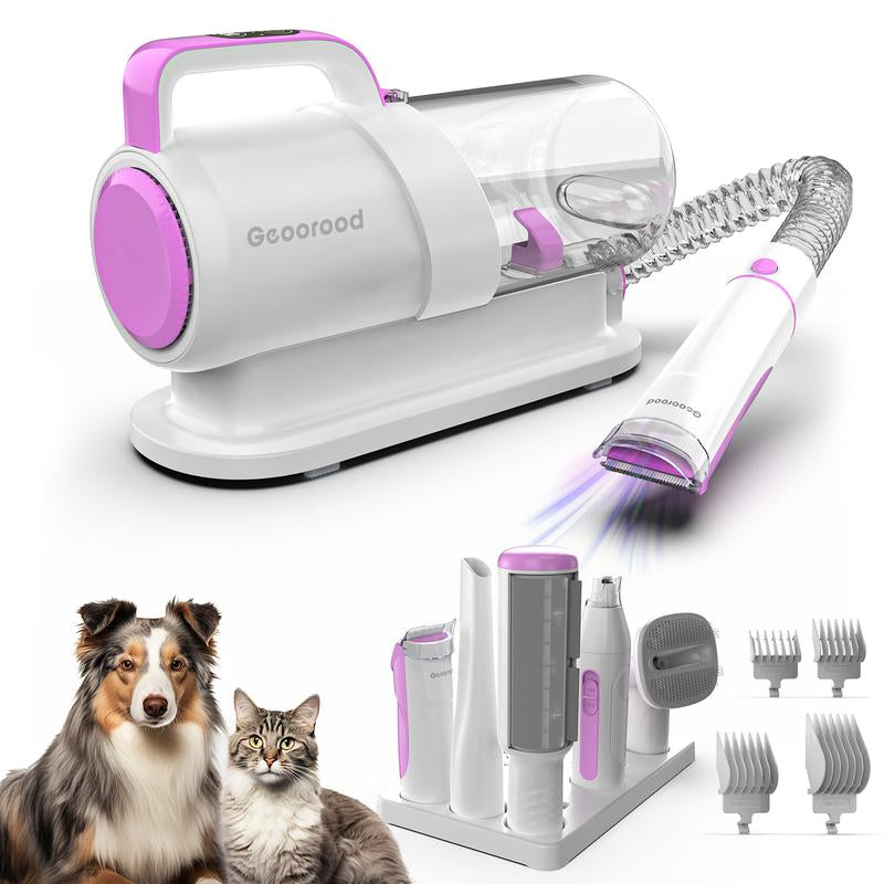 【New Year Flash Sale】Dog Grooming All-In-One Kit with Vacuum Brush for Shedding, 2.2L Large Pog, and Lightweight Design, Geoorood Pet Grooming Vacuum