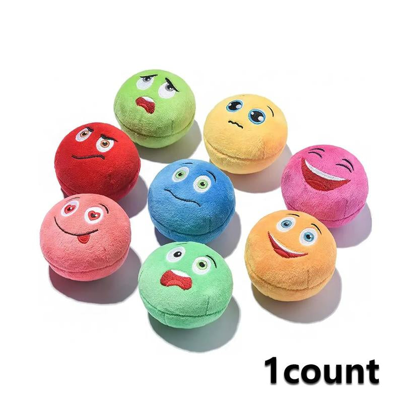 Random Color Pet Squeaky Chew Toy, 1 Count Cute Expression Dog Plush Ball, Interactive Dog Toys for Small Medium Large Dogs, Pet'S Anxiety Relief Toys, Christmas, Christmas Gift