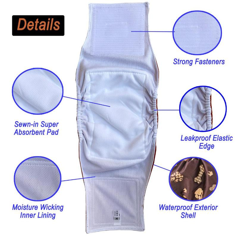 Leak Proof Belly Band Male Dog Reusable Diaper, 3 Counts Washable Male Dog Wrap Diaper for Puppy Training & Incontinence, Christmas Gift