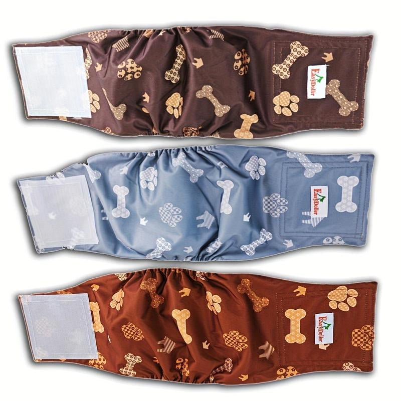 Leak Proof Belly Band Male Dog Reusable Diaper, 3 Counts Washable Male Dog Wrap Diaper for Puppy Training & Incontinence, Christmas Gift