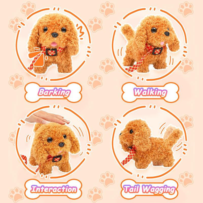 Plush Toys Puppy Electronic Toy Dogs That Walk and Bark,Tail Wagging Fake Dog Interactive Dog Toy with Leash