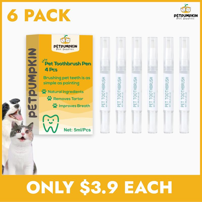 Petpumpkin Toothbrush Pen 2 Pack,Cat/Dog Tooth Whitening & Cleaning,Natural Plant Substance-Pet Teeth Repairing Kit,Dogs Cats Natural Plants Tartar Remover Tool