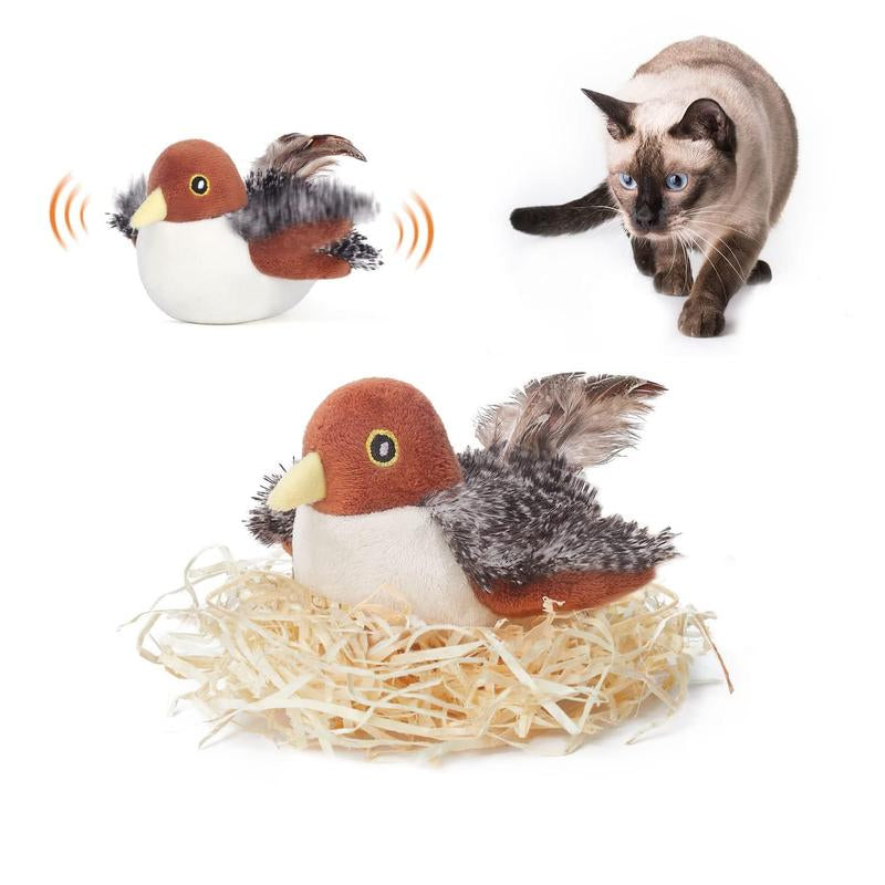 Potaroma Cat Toys Flapping Sandpiper, Lifelike Bird Chirp Tweet, Interactive Cat Exercise Toys, Touch-Activated Kitten Toy Rechargeable